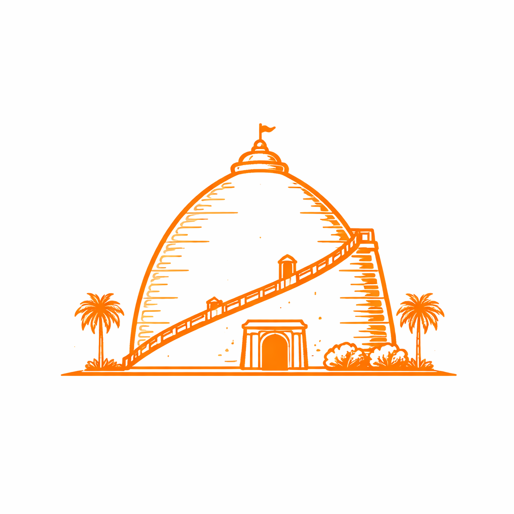 Golghar in minimalist orange lines