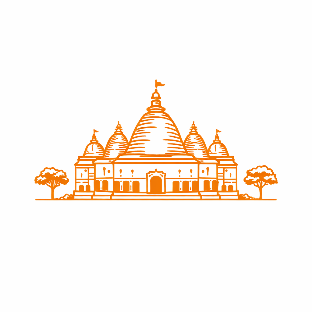Kamakhya Temple in orange illustration