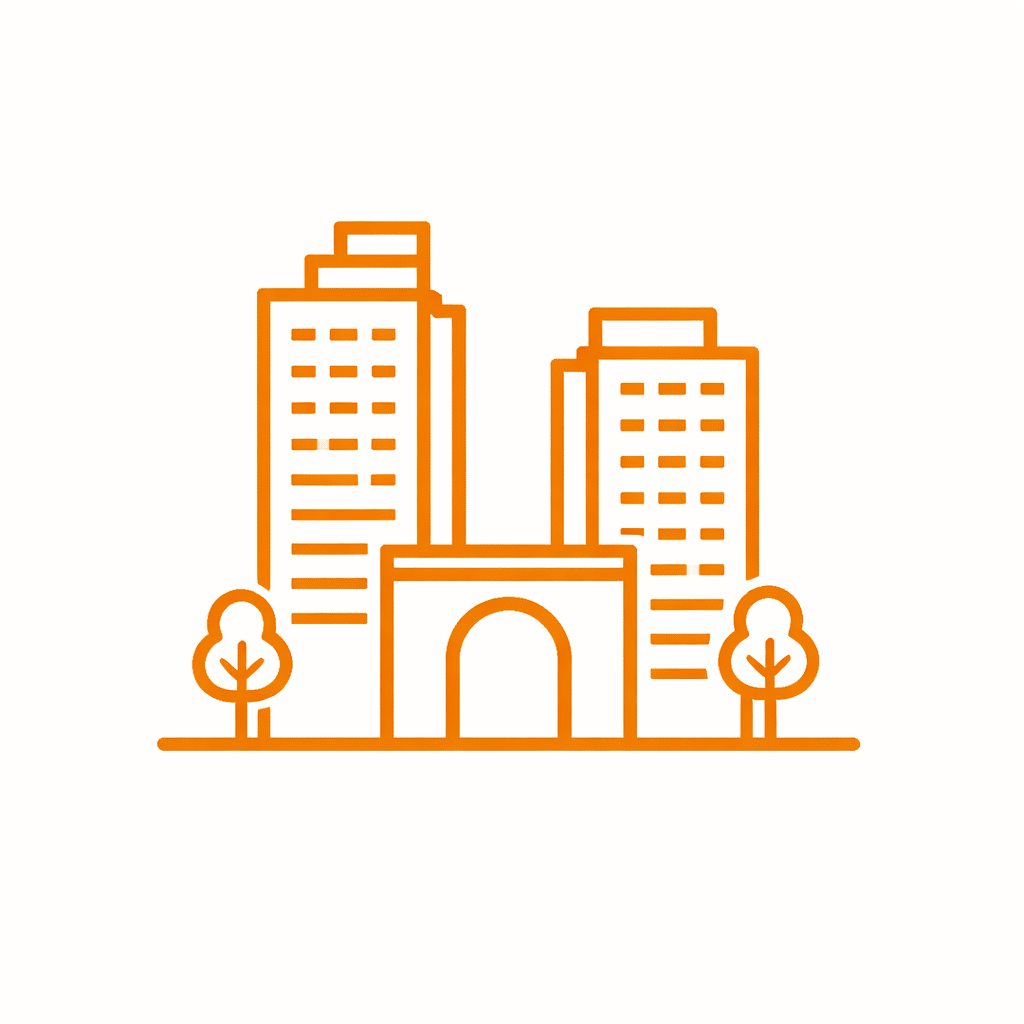 Noida cityscape in minimalist orange