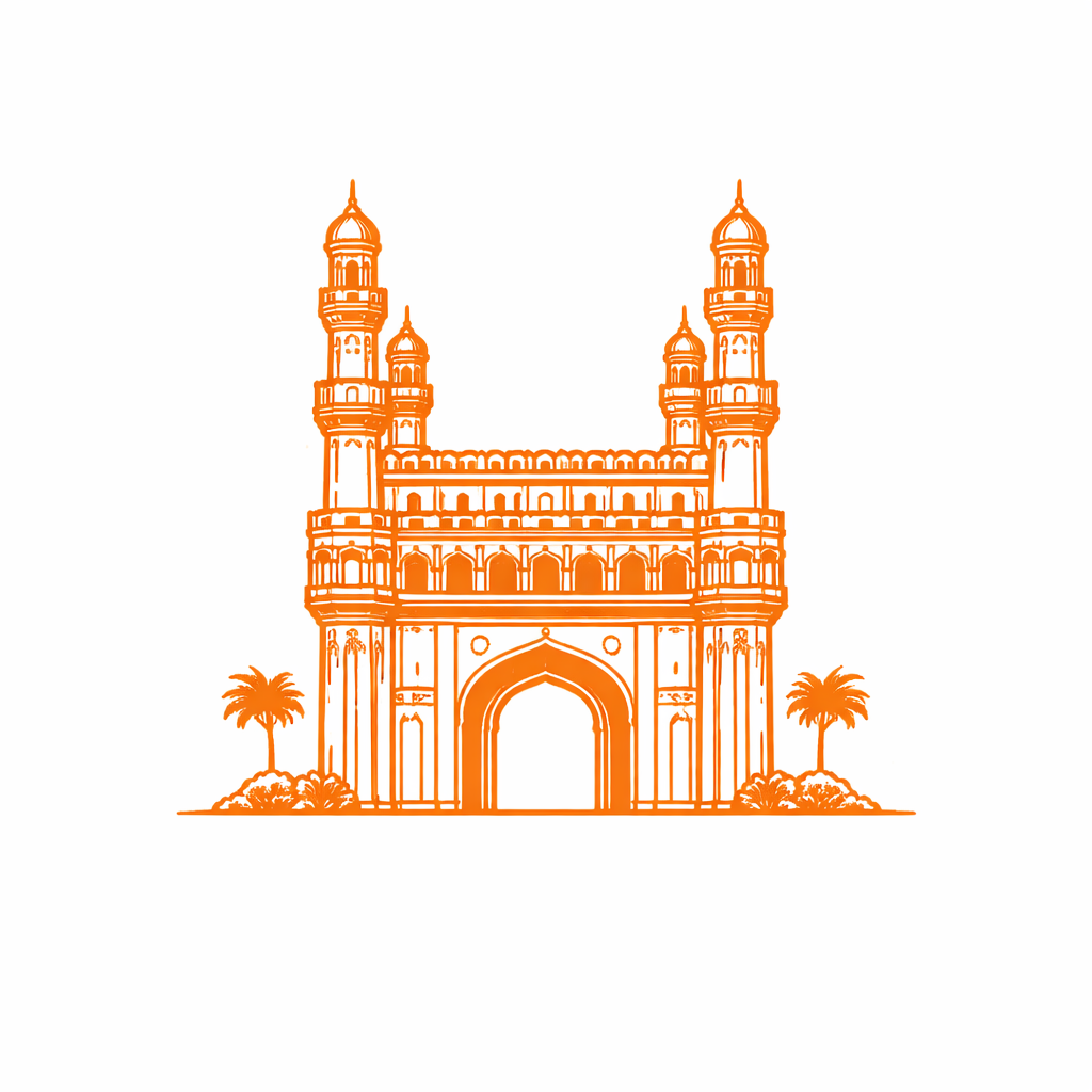 Orange Charminar line art illustration