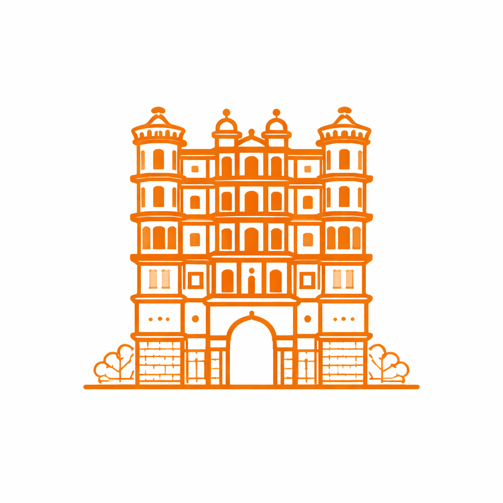 Rajwada Palace in orange outline