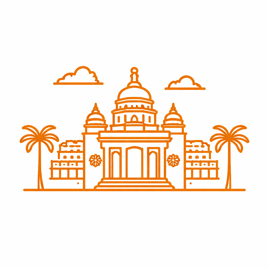 Vidhana Soudha in orange lines