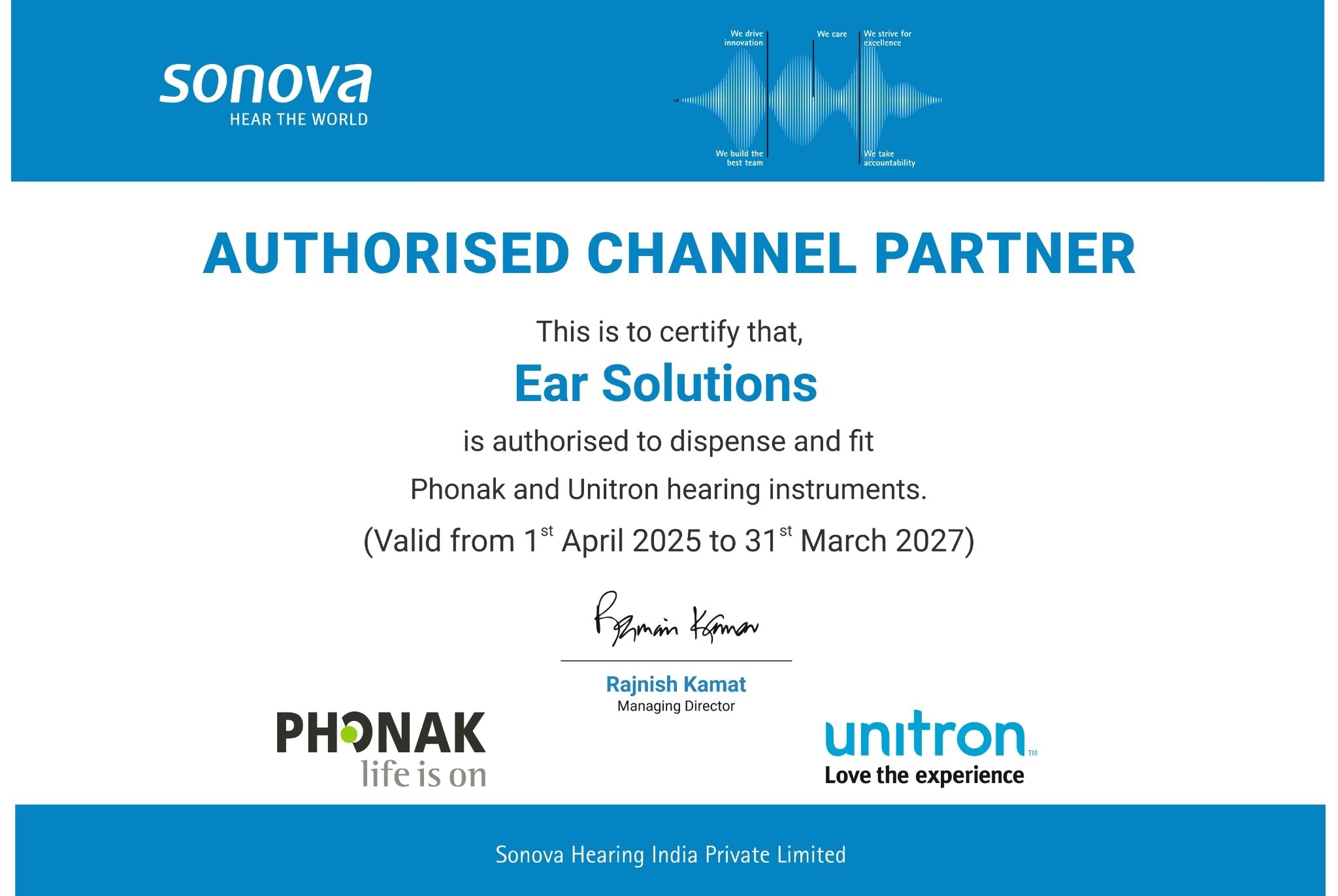 Phonak Authorization certificate