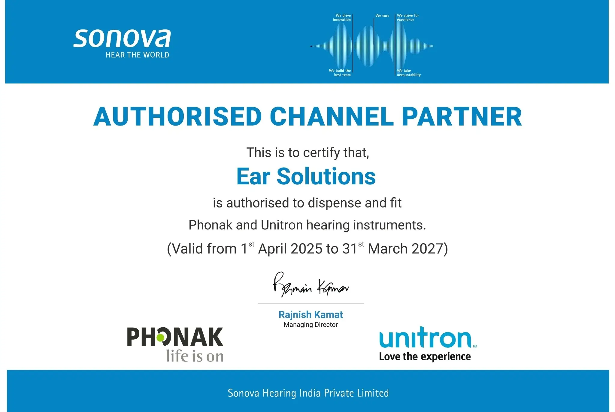 Phonak Authorization certificate 2026