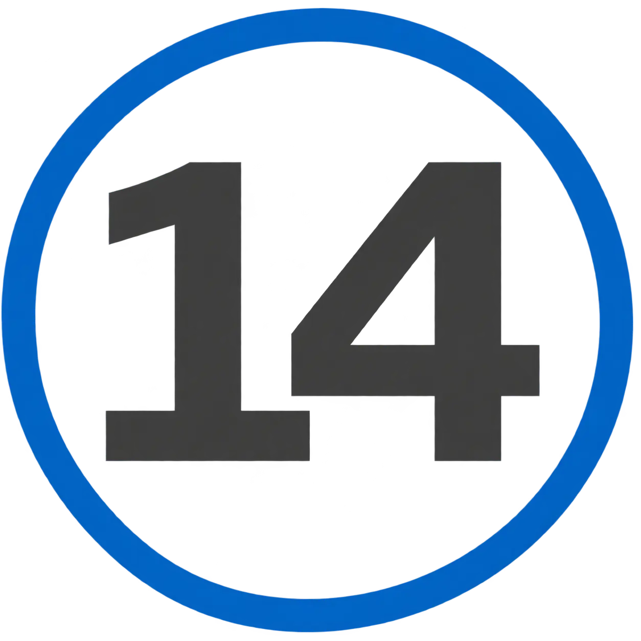 Blue Ring Badge with Number 14