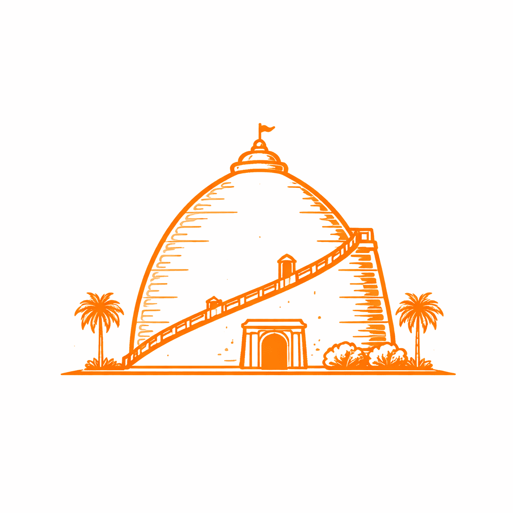 Golghar in minimalist orange lines