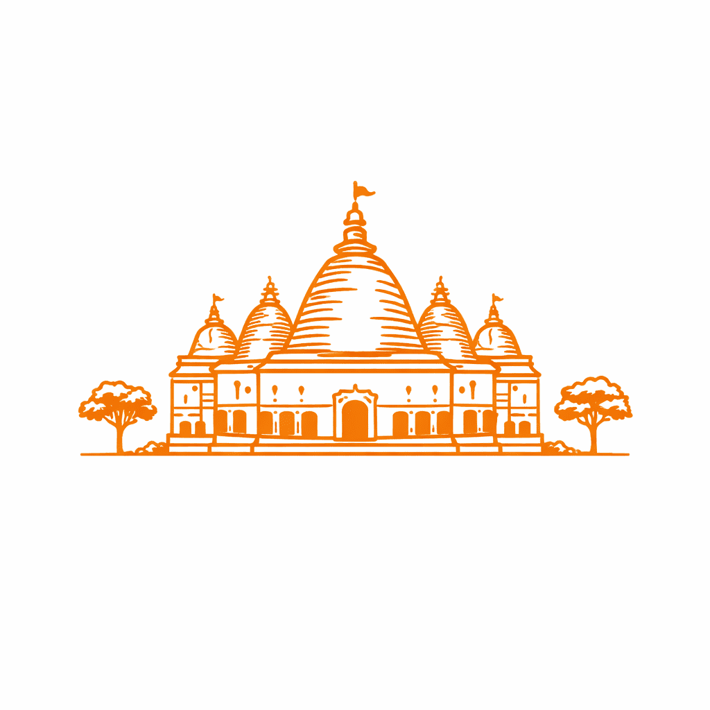 Kamakhya Temple in orange illustration