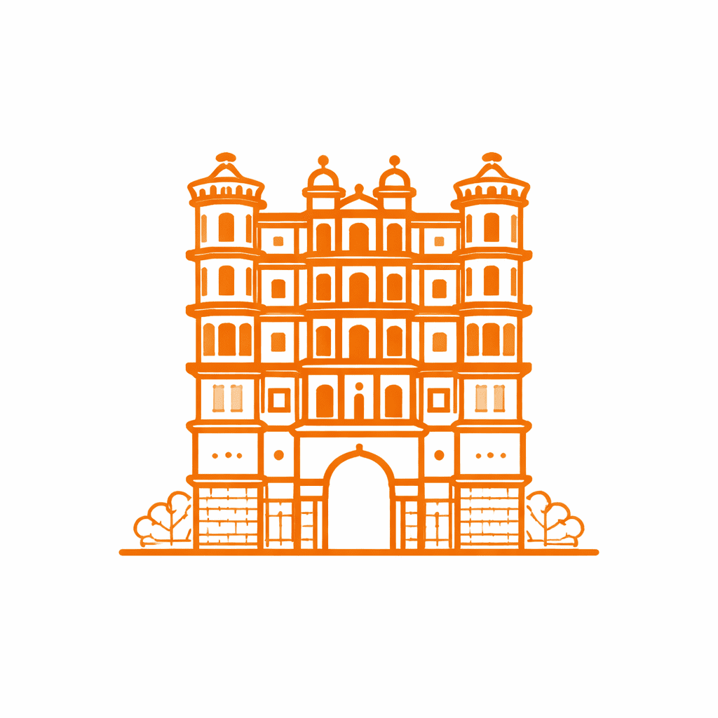 Rajwada Palace in orange outline