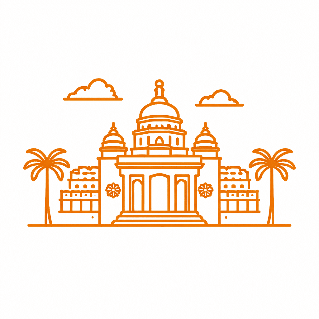 Vidhana Soudha in orange lines